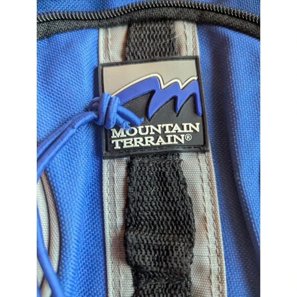 Mountain Terrain Backpack Black Blue Multi-Pockets School Backpack Zippered